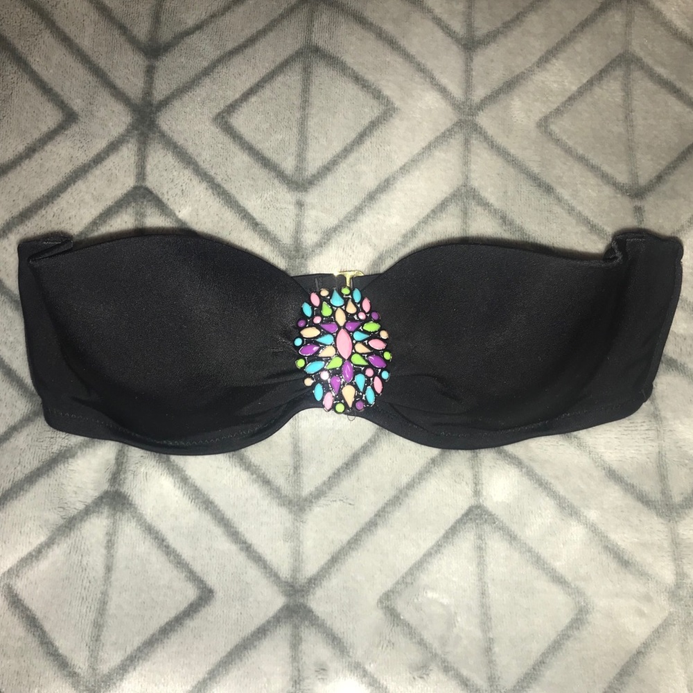 Strapless Bikini Top with Jewel